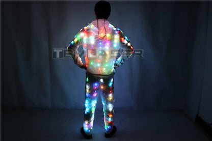 LED Jacket Luminous Clothes Creative Light Costume Laser Robot Suit Christmas Halloween Party Cospaly Costume For EDM Music