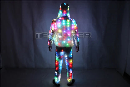 LED Jacket Luminous Clothes Creative Light Costume Laser Robot Suit Christmas Halloween Party Cospaly Costume For EDM Music
